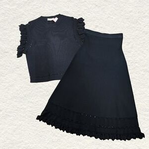 Ulla Johnson Black Ruffle Skirt Set